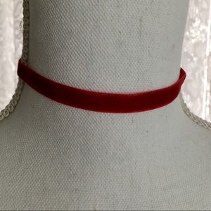 LAST CHANCE Red Faux Velvet Choker Necklace